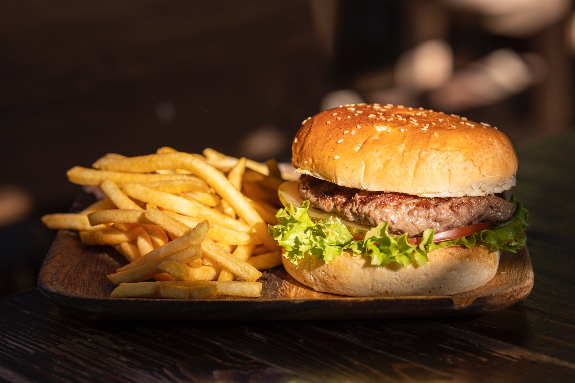 plate of fries and burger